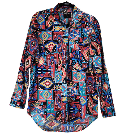 Vintage Frontier Series Button Down Shirt Mens Medium Aztec Southwestern Western - Picture 1 of 9